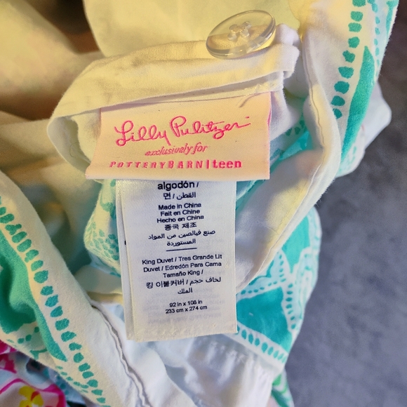 Lilly Pulitzer Pottery Barn Orchid Border Duvet Cover Set King Sized Tropical - Picture 15 of 16